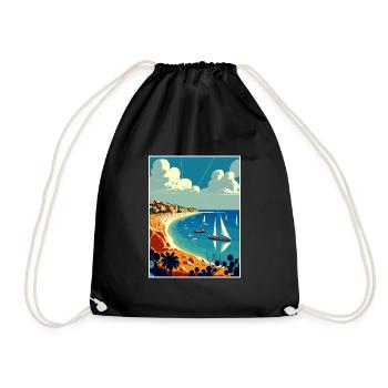 Gallipoli Turkey Vintage Travel Poster Souvenir - Drawstring Bag - black - Front