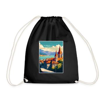 Lausanne Suisse Vintage voyage affiche WPA Art - Sac de sport léger - noir - Devant
