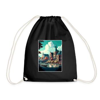 Zwolle Pays-Bas Vintage voyage affiche Souvenir - Sac de sport léger - noir - Devant