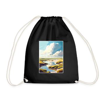 Texel Niederlande Vintage Reiseposter Souvenir - Turnbeutel - Schwarz - Vorne