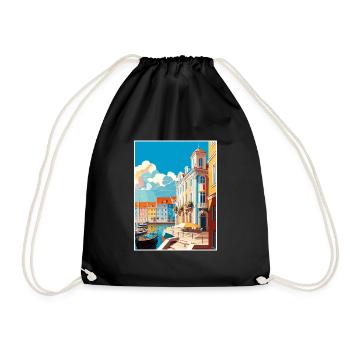 Aveiro Portugal Vintage Travel Poster WPA Souvenir - Drawstring Bag - black - Front