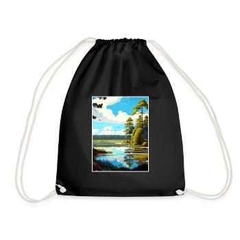 Hoge Kempen Belgium Vintage Travel Poster Souvenir - Drawstring Bag - black - Front