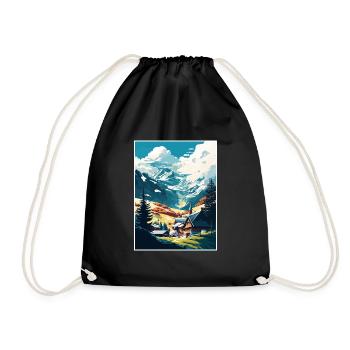Zell Am Ziller Austria Vintage Travel Poster WPA - Drawstring Bag - black - Front