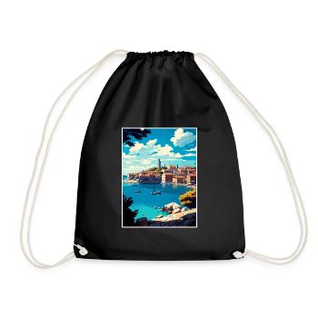 Primosten Kroatien Vintage Reiseposter Souvenir - Turnbeutel - Schwarz - Vorne