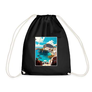 Lindos Grèce Décoration Vintage Voyage Affiche WPA - Sac de sport léger - noir - Devant