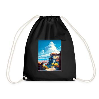 Diyarbakır Turkey Vintage Travel Poster Souvenir - Drawstring Bag - black - Front