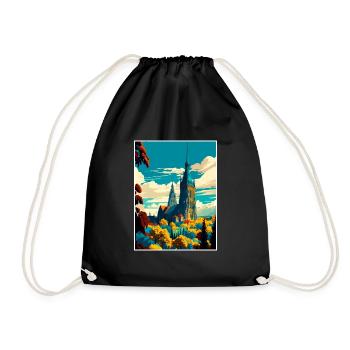 Kassel Germany Vintage Travel Poster WPA Souvenir - Drawstring Bag - black - Front