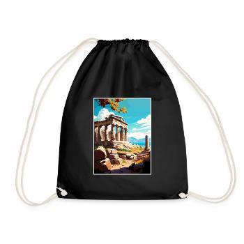 Athens Greece Decoration Vintage Travel Poster WPA - Drawstring Bag - black - Front