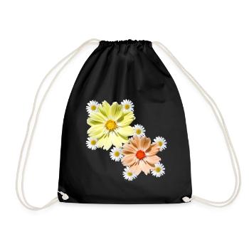Cosmee with daisies blossom floral floral pattern - Drawstring Bag - black - Front
