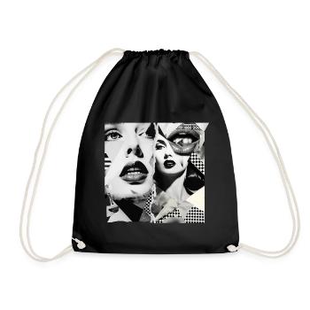 picture fragments design - Drawstring Bag - black - Front