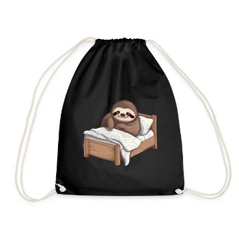 Faultier im Bett Offizielles Schlafshirt - Turnbeutel - Schwarz - Vorne