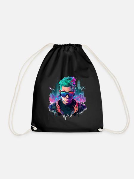 Cyber Gamer - Drawstring Bag - black