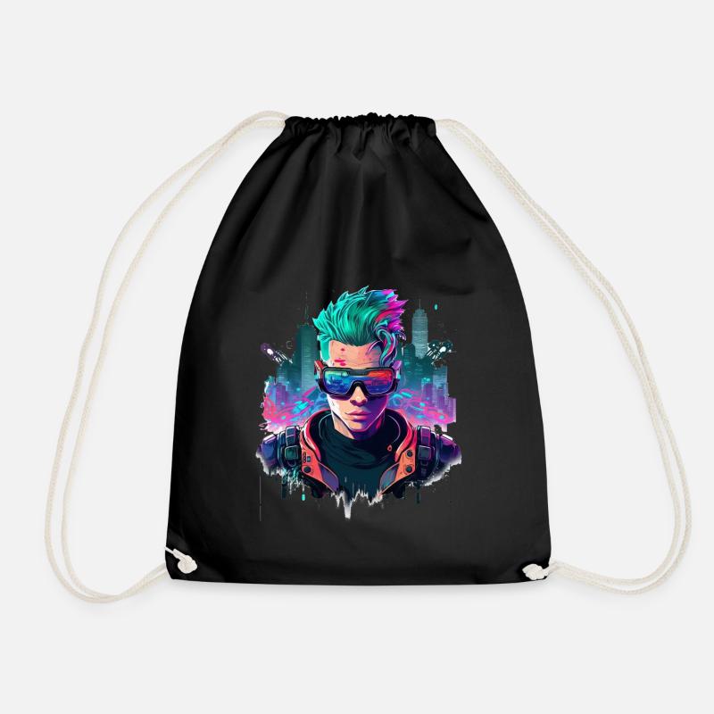 Cyber Gamer - Drawstring Bag - black