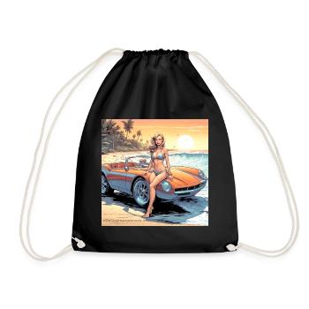 Fille avec voiture et nature de rêve 3 - Sac de sport léger - noir - Devant