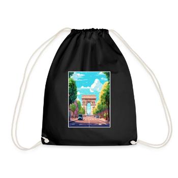 Arc De Triomphe France Paris Vintage Travel Poster - Drawstring Bag - black - Front