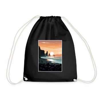 Plage de sable noir Islande Vintage voyage affiche WPA - Sac de sport léger - noir - Devant