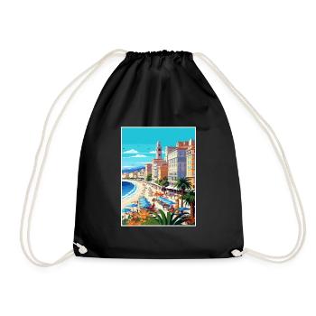 Nice Francescape Vintage Travel Poster Souvenir - Drawstring Bag - black - Front