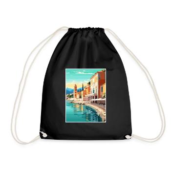 Nice Francescape Vintage Travel Poster Souvenir - Drawstring Bag - black - Front