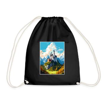 Neuschwanstein Castle Germany Travel Poster - Drawstring Bag - black - Front