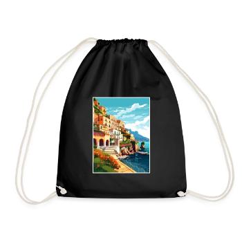 Amalfi Italie Décoration Vintage Voyage Affiche WPA - Sac de sport léger - noir - Devant