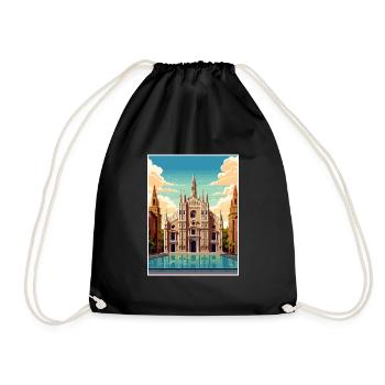 Milan Spain Ibiza Vintage Travel Poster Souvenir - Drawstring Bag - black - Front