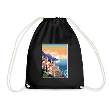 Amalfi Italie Décoration Vintage Voyage Affiche WPA - Sac de sport léger - noir - Devant