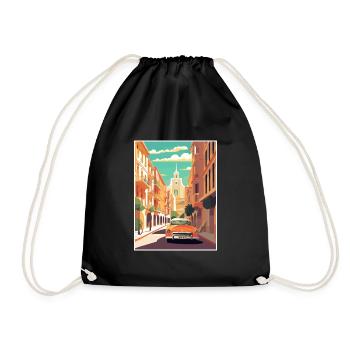 Valencia Spanien Vintage Reiseposter WPA Souvenir - Turnbeutel - Schwarz - Vorne