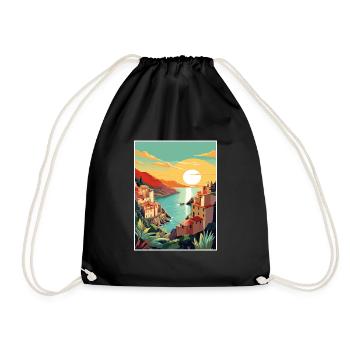 Cinque Terre Italie Décoration Patmos Affiche De Voyage - Sac de sport léger - noir - Devant