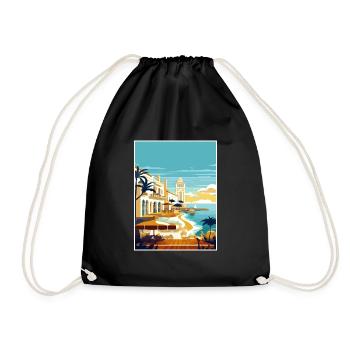 Menorca Spain Vintage Travel Poster WPA Souvenir - Drawstring Bag - black - Front