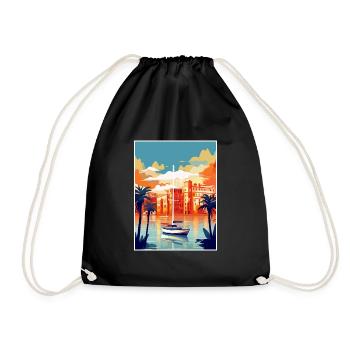 Palma De Mallorca Spain Vintage Travel Poster WPA - Drawstring Bag - black - Front