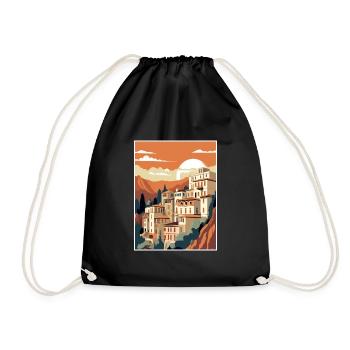 Cuenca Spain Vintage Travel Poster WPA Souvenir - Drawstring Bag - black - Front