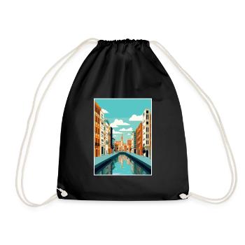 Bilbao Spain Vintage Travel Poster WPA Souvenir - Drawstring Bag - black - Front