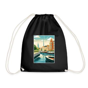 Copenhague Danemark Vintage voyage affiche Souvenir - Sac de sport léger - noir - Devant