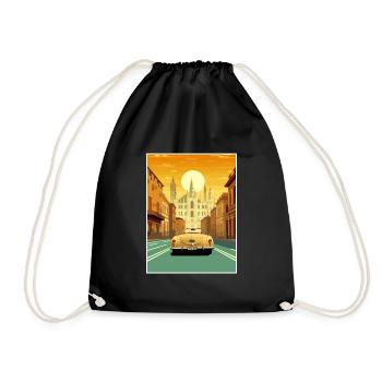 Milan Spain Ibiza Vintage Travel Poster Souvenir - Drawstring Bag - black - Front