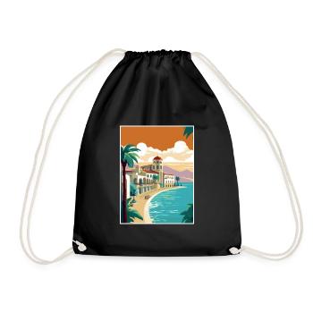 Costa Blanca Spain Vintage Travel Poster Souvenir - Drawstring Bag - black - Front