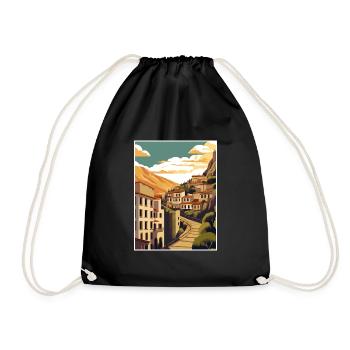 Cuenca Spain Vintage Travel Poster WPA Souvenir - Drawstring Bag - black - Front
