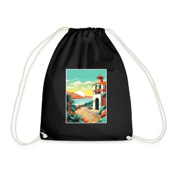 Costa Brava Spanien Vintage Reiseposter Souvenir - Turnbeutel - Schwarz - Vorne