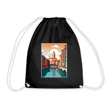 Girona Spain Vintage Travel Poster WPA Souvenir - Drawstring Bag - black - Front