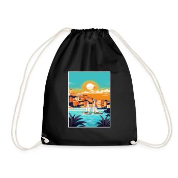 Ibiza Spanien Vintage Reiseposter WPA Souvenir - Turnbeutel - Schwarz - Vorne
