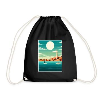 Ibiza Spanien Vintage Reiseposter WPA Souvenir - Turnbeutel - Schwarz - Vorne