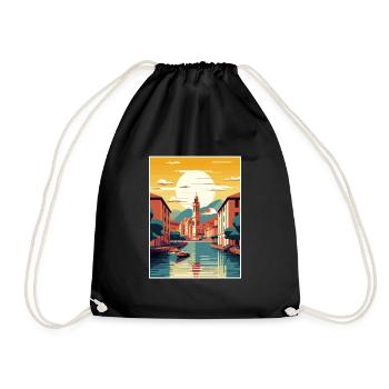 San Sebastian Spain Vintage Travel Poster Souvenir - Drawstring Bag - black - Front