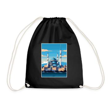 Istanbul Decoration Turkey Vintage Travel Poster - Drawstring Bag - black - Front
