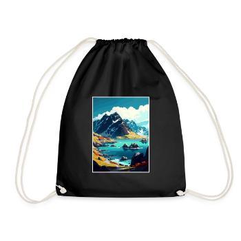 Lofoten Norwegisches Vintage-Reiseposter - Turnbeutel - Schwarz - Vorne