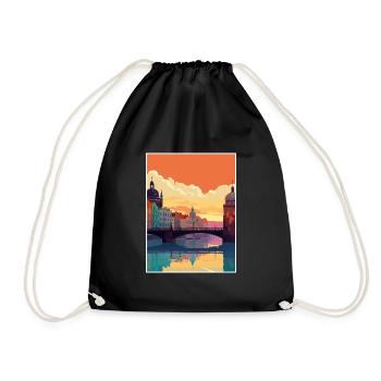 Prague Czech Republic Vintage Travel Poster WPA - Drawstring Bag - black - Front