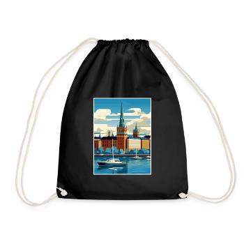 Stockholm Suède suédois Vintage voyage affiche WPA - Sac de sport léger - noir - Devant
