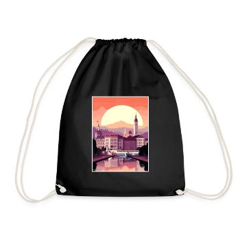Prague Czech Republic Vintage Travel Poster WPA - Drawstring Bag - black - Front