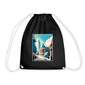 Brussels Belgium Vintage Travel Poster Souvenir - Drawstring Bag - black - Front