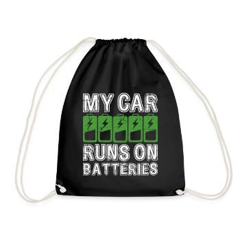 My Car Runs On Batteries eCar Electric Car - Drawstring Bag - black - Front