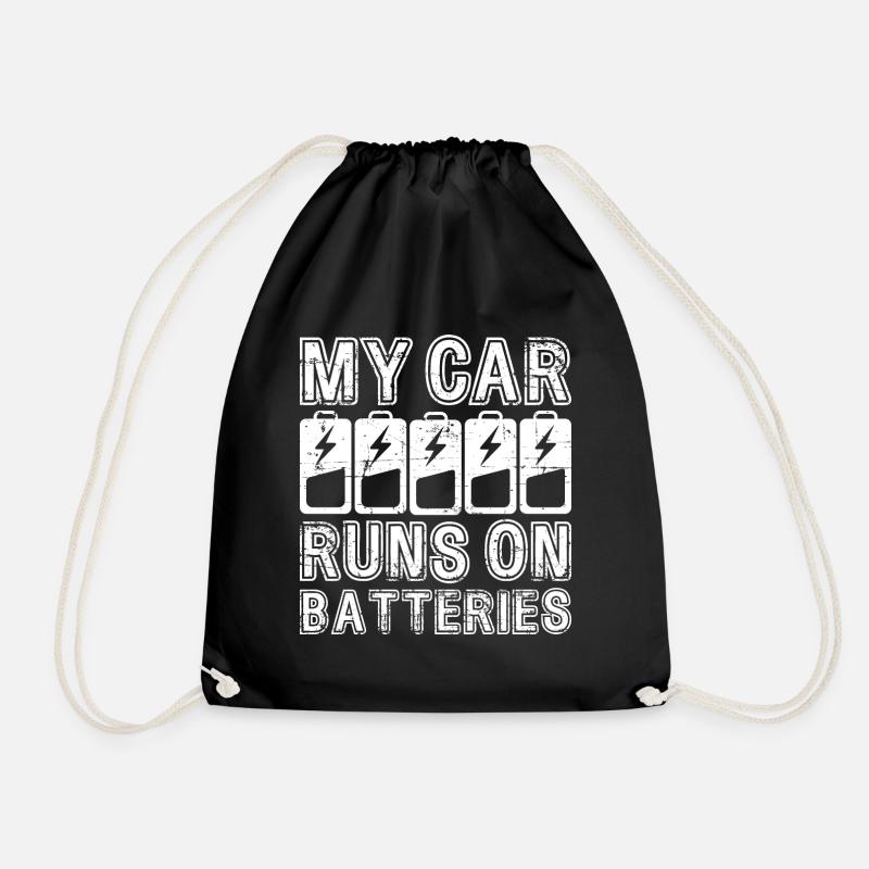 My Car Runs On Batteries eCar Elektro Auto - Turnbeutel - Schwarz