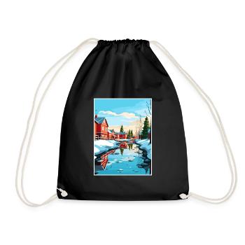 Oulu Finland Vintage Travel Poster WPA Souvenir - Drawstring Bag - black - Front